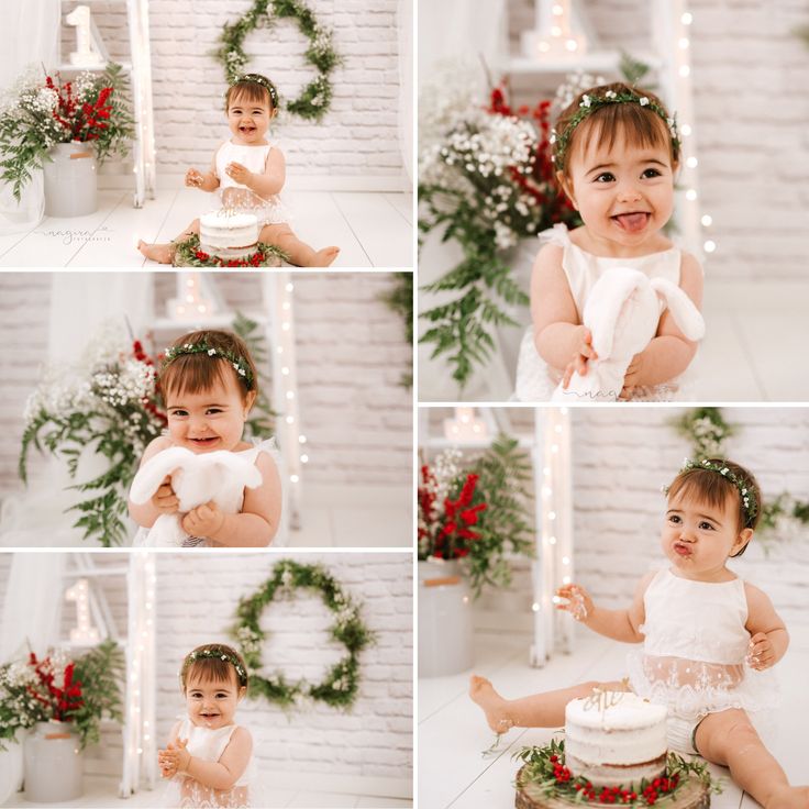 Christmas Cake Smash, One Year Photoshoot, Christmas Baby Pictures, Smash Cake Girl, Cake Girl, 1st Birthday Pictures, Birthday Pics, Winter Photoshoot, Birthday Pictures