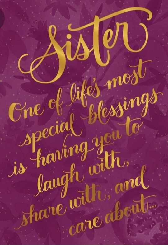 a purple background with gold lettering that says, sister one of life's most special blessing