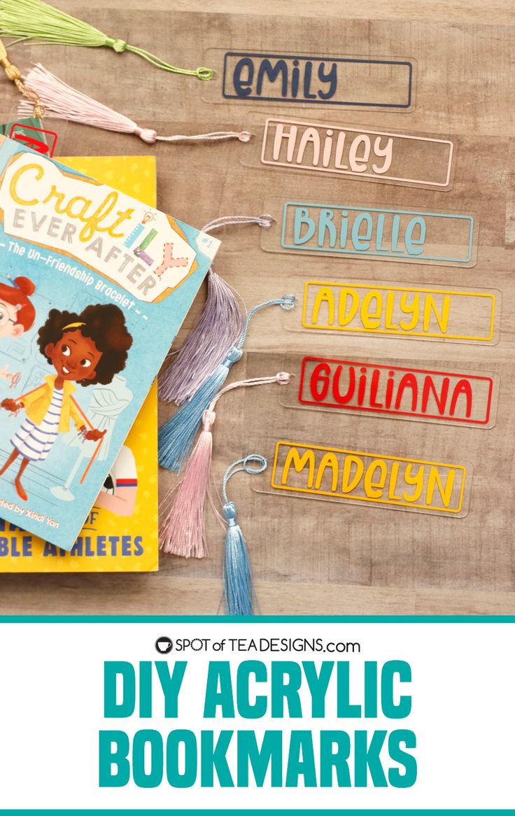 the diy acrylic bookmarks are perfect for kids to use on their books