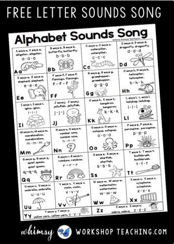 the alphabet sounds song is shown in black and white