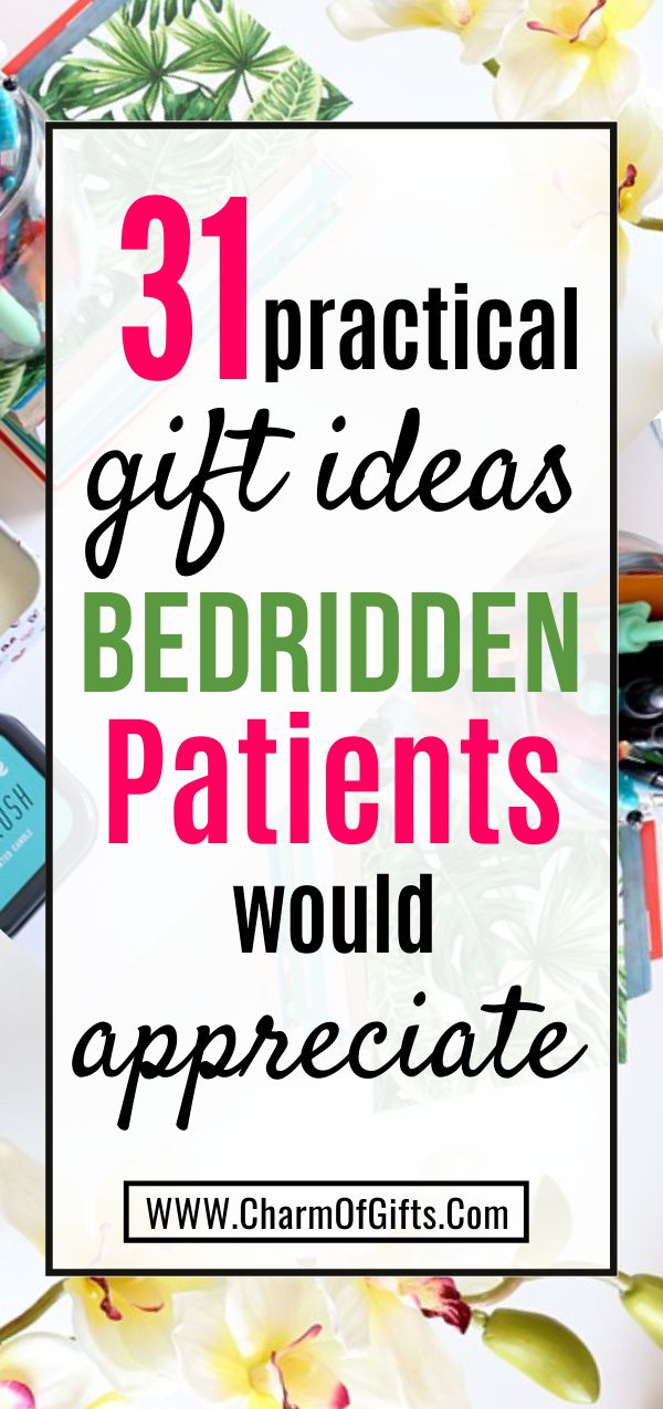 the words 31 practical gift ideas for bedridden patients would appreciate in pink and white