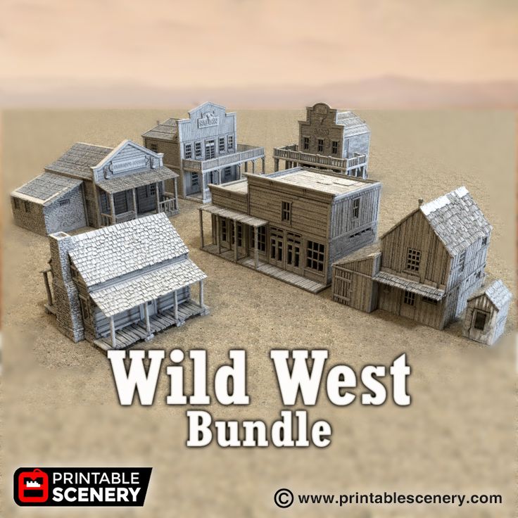 the wild west bundle includes several wooden buildings