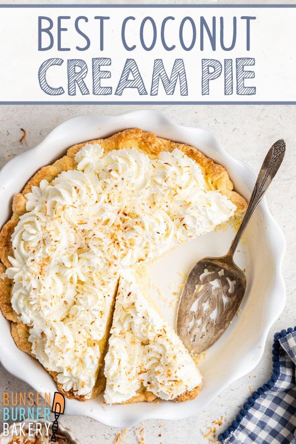 the best coconut cream pie with a slice missing