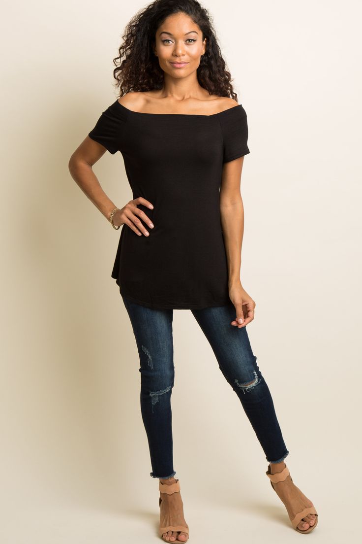 Details A solid short sleeve top with an off the shoulder neckline. Content + Care 95% Rayon 5% Spandex. Hand Wash Cold, No Bleach, Color Separate, Hang Dry. USA Size + Fit Length: 27" Measured From: Small Product Code: 19709 Fitted Off-shoulder Knit Top, Casual Black Stretch One-shoulder Top, Black Stretch Casual One Shoulder Top, Casual Stretch Top With Wide Neckline, Black Stretch Off-shoulder Knit Top, Casual Stretch One Shoulder Top For Spring, Casual Fitted Top With Wide Neckline, Casual Fitted One-shoulder Top In Black, Casual Fitted Black One Shoulder Top