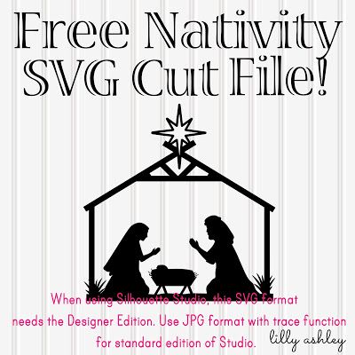 a christmas nativity svg cut file with the words, free nativity svg cut file