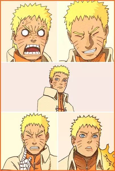 some anime characters with different facial expressions