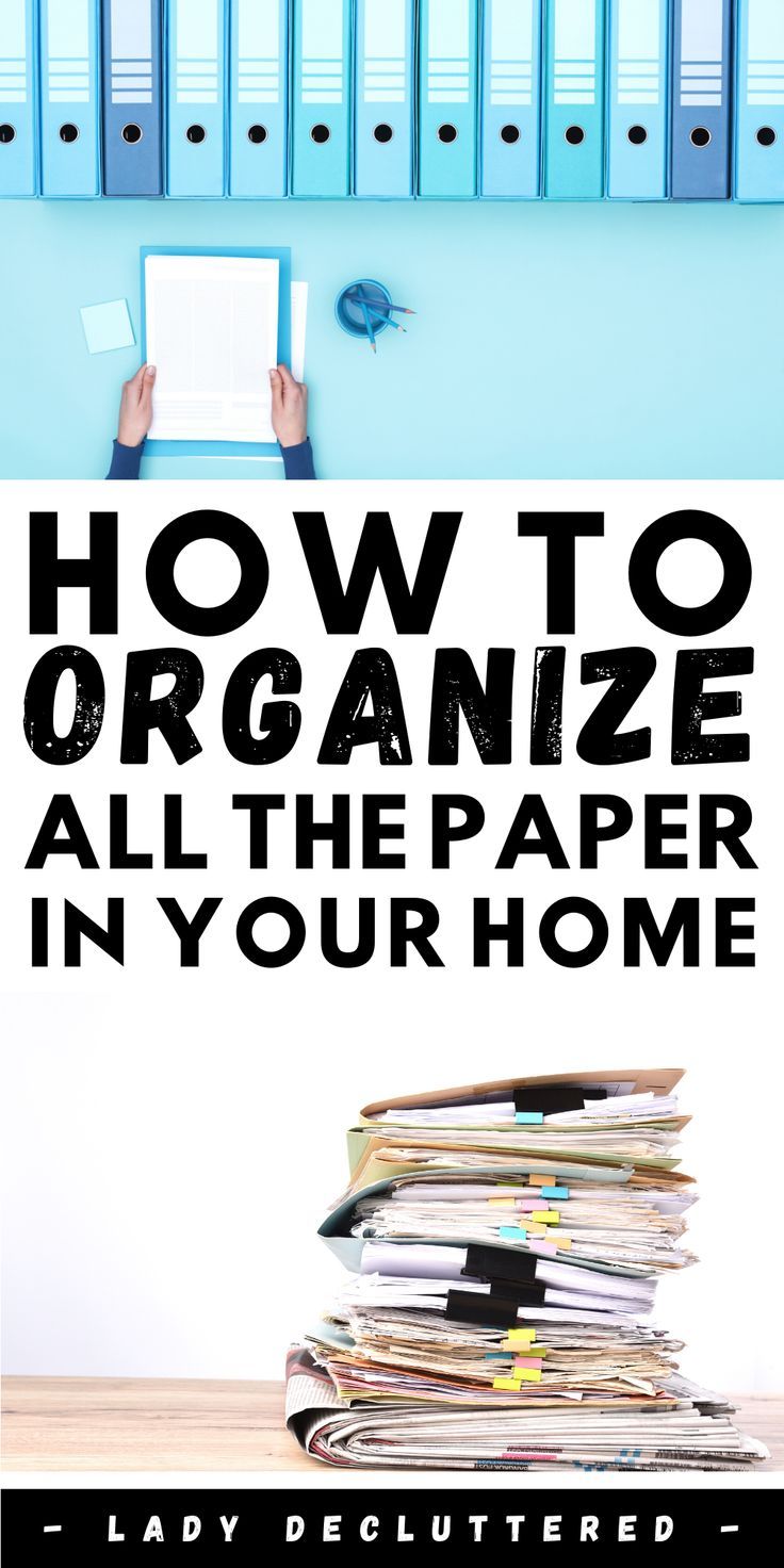 a person is sitting at a desk with stacks of papers in front of them and the words how to organize all the paper in your home