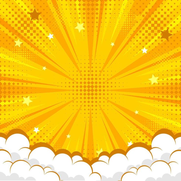 an abstract yellow background with stars and clouds