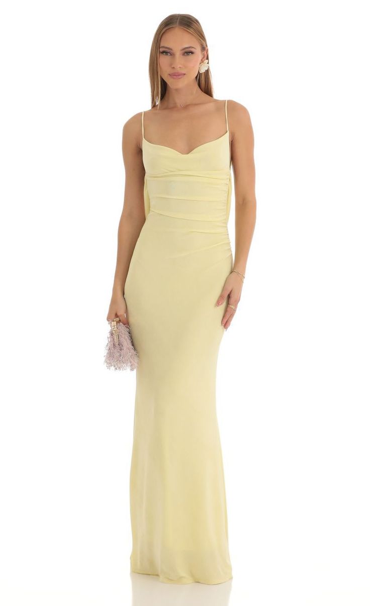 Mira Lace Open Back Maxi Dress in Yellow | LUCY IN THE SKY Strapless Ball Dress, Maxi Dress Formal Classy, Formal Spring Dresses, Md Dresses, Yellow Formal Dress, Simple Maxi Dress, Prom Dress Inspo, Junior Prom, Open Back Maxi Dress