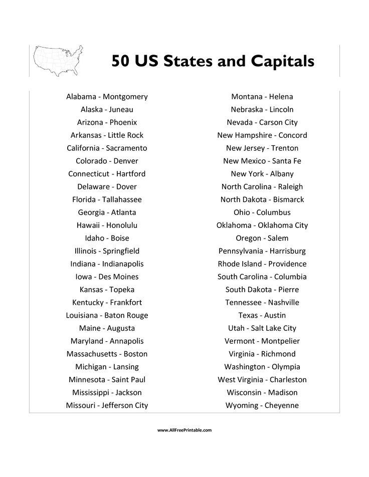 the 50 us states and capitals