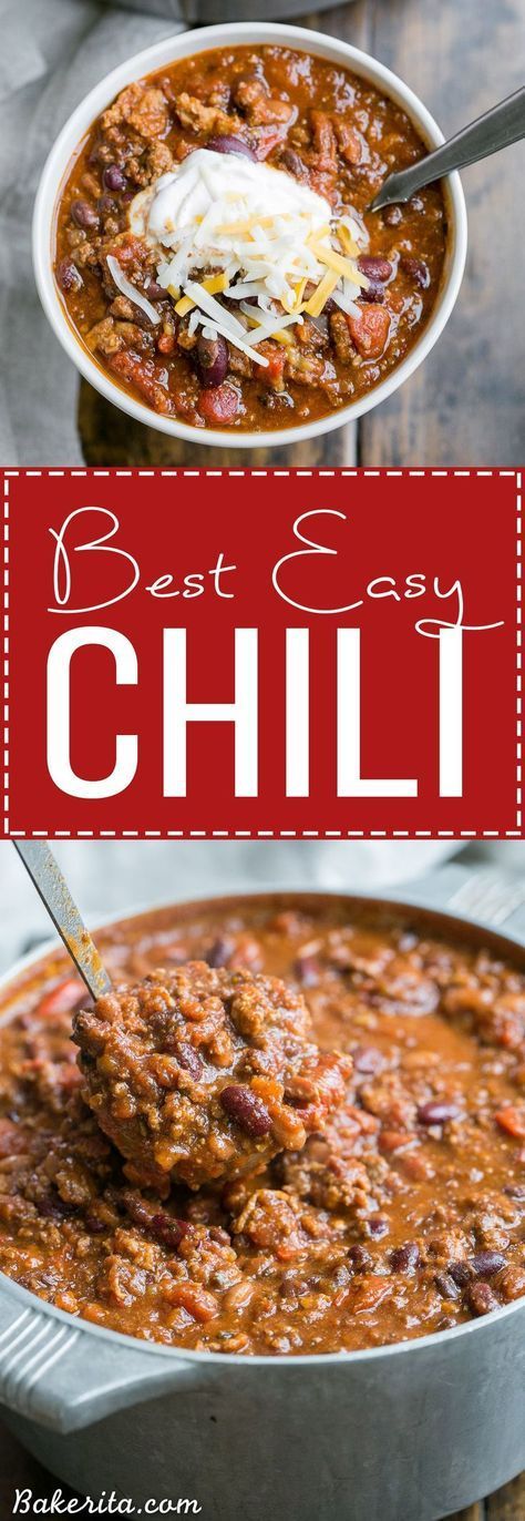 the best easy chili recipe is made with beef, beans and cheese it's ready to be eaten