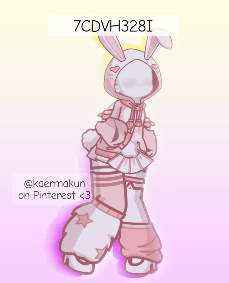 a drawing of a bunny in pink and white