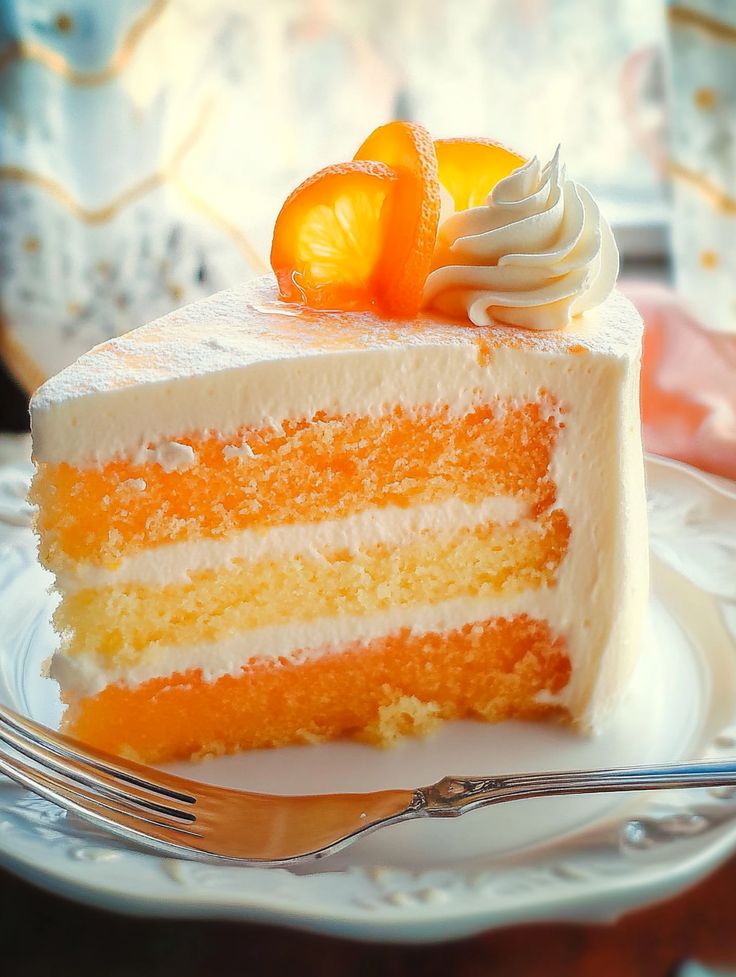 a slice of cake on a plate with a fork