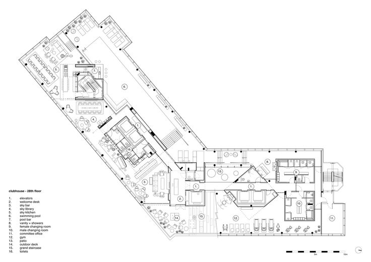 the floor plan for an office building with two floors and three levels, including a second level