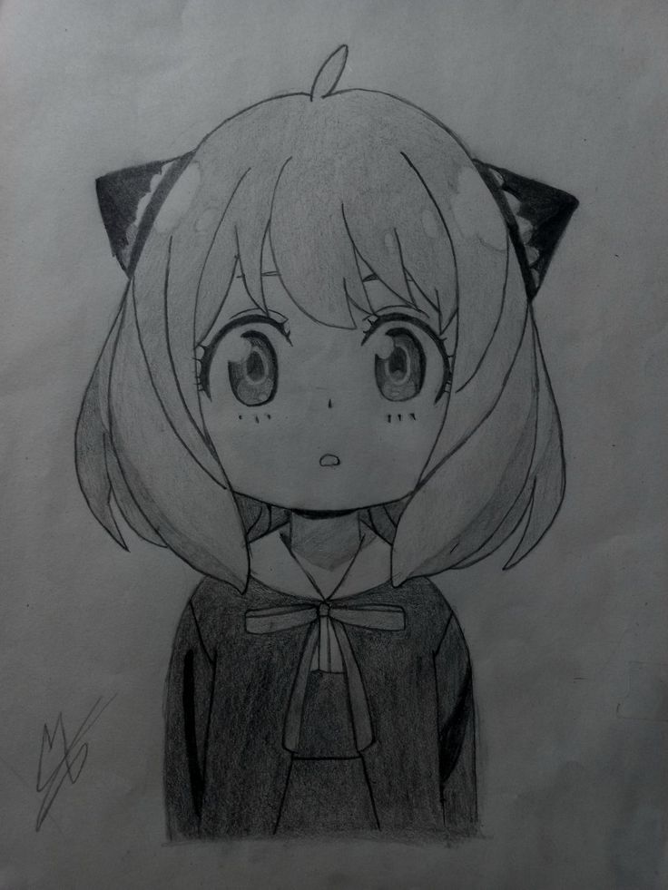 a drawing of a girl with cat ears