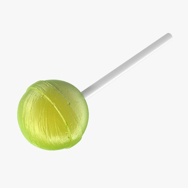 a yellow lollipop with a white stick sticking out of it's side