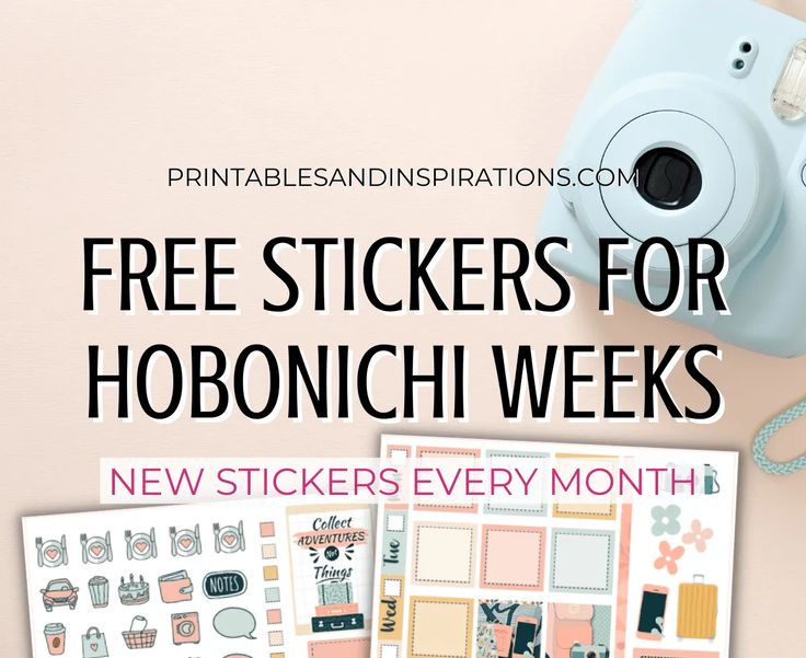 the free stickers for hobonichi week are on display next to a camera