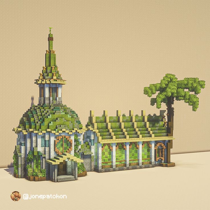 an image of a building made out of legos with trees on the top and bottom