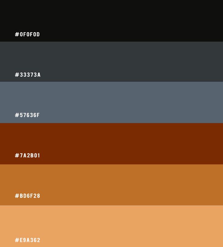 the color palette is brown, gray, and black