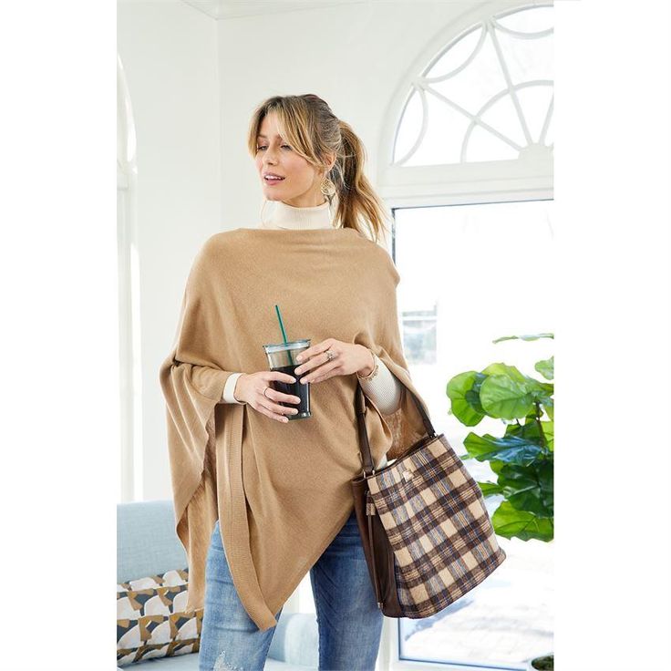 A fan favorite, this flattering lightweight poncho with elegant draping. Material(s):Acrylic. Scarf Poncho, Poncho Cape, Plus Size Kleidung, Work Travel, Lightweight Fabric, Plus Clothing, Knit Top, Plus Size Outfits, Shawl