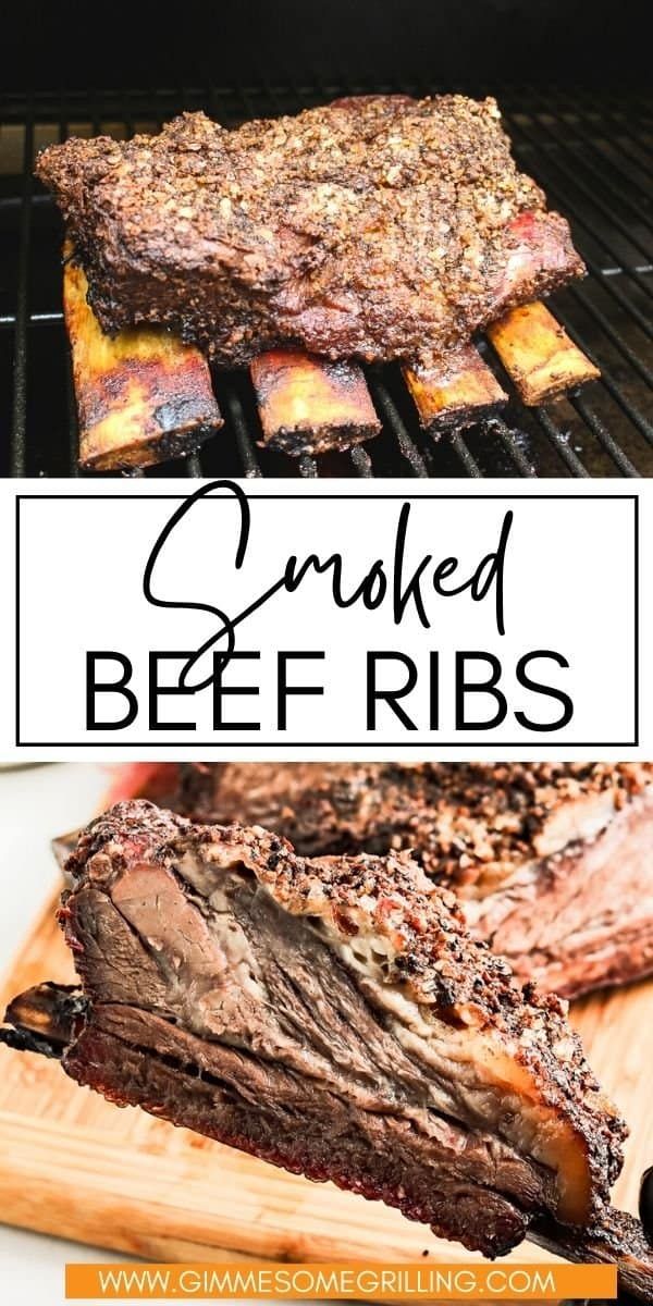 grilled beef ribs on the grill with text overlay