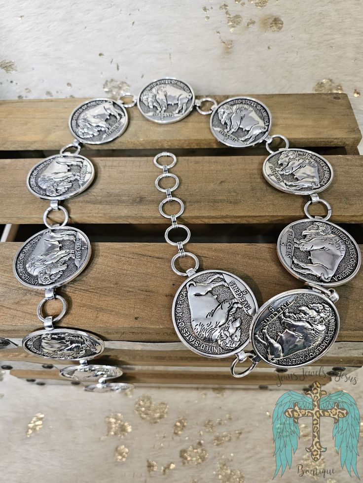 "Add a touch of wild west to your wardrobe with this Western Buffalo Coin Concho Belt. Featuring a unique design with authentic buffalo coins, this belt is sure to make a statement. S/M has 12 Conchos 35" in length with a 7.5" extender L/XL has 13 Conchos 38" in length with a 7.5" extender Coin Belt, Western Tack, Concho Belt, Western Belts, Wild West, Buffalo, Unique Designs