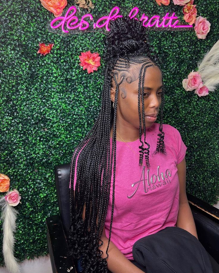 Knotless Curly Ends, Black Hair Protective Styles, Hair Braid Designs, Black Kids Braids Hairstyles, Braided Hairstyles For Black Women Cornrows, Cute Box Braids, Feed In Braids Hairstyles, Girl Braided Hairstyles, African Hair Braiding Styles