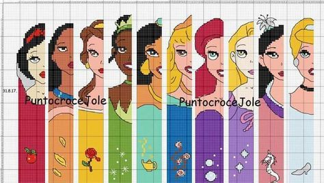 the cross stitch pattern for disney princesses