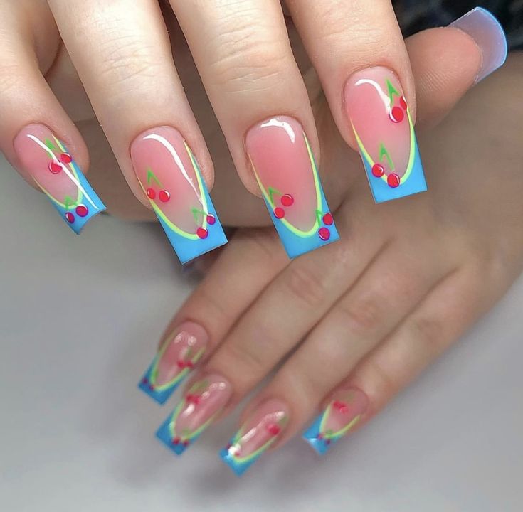 Summa Nails, Wave Nails, Nails Holiday, Nail Board, Cherry Nails, Edgy Nails, Summery Nails, Her Nails, Casual Nails