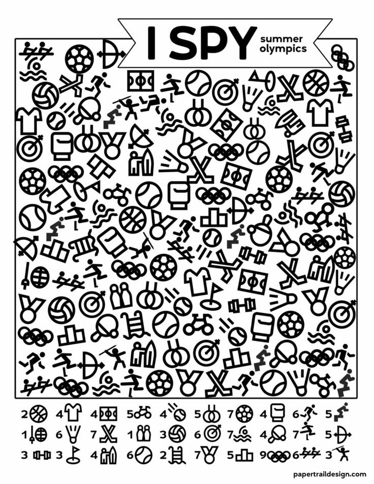 an image of i spy with the words and symbols above it in black and white