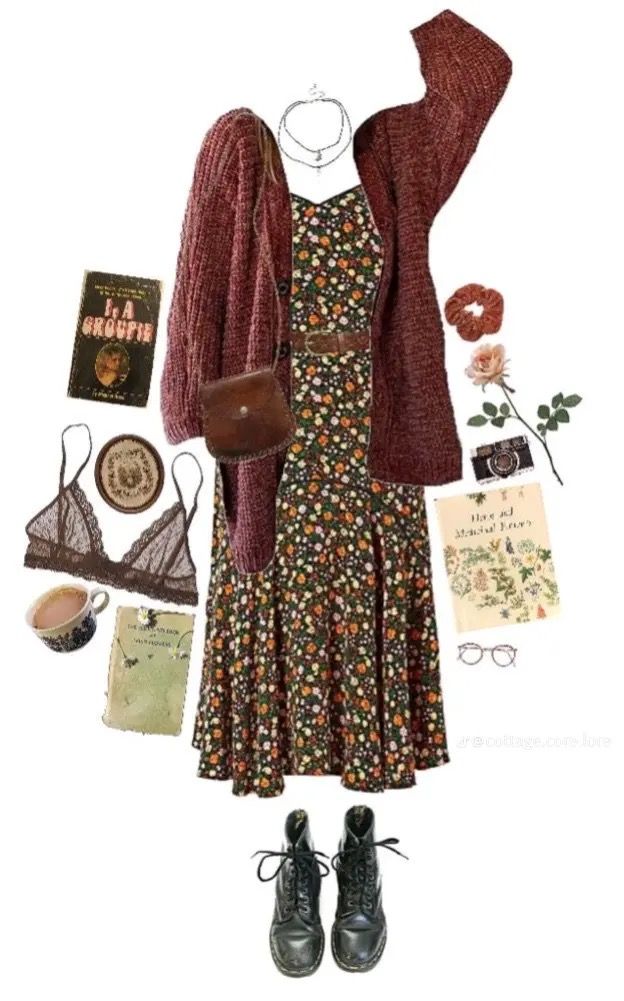 Look Hippie Chic, Dress And Cardigan, Cottagecore Outfit, Mode Hippie, Earthy Outfits, Estilo Hippie, Cottagecore Outfits, Cottagecore Fashion, Finding My Style