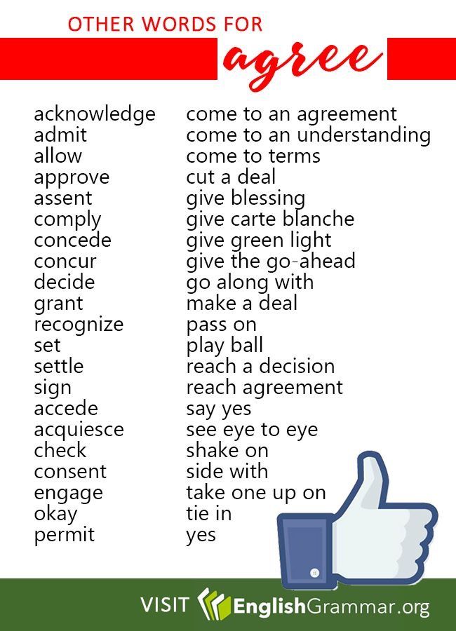 a poster with the words for agree and other words