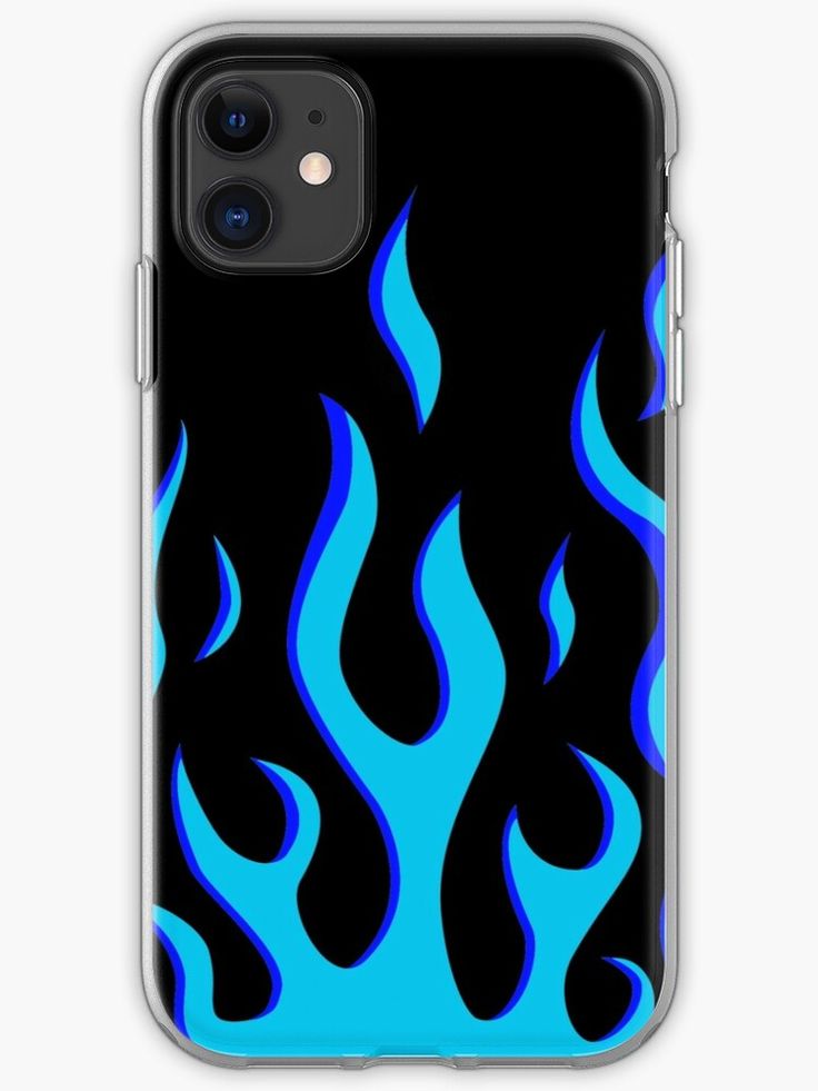 a blue flame pattern on black background iphone case by design expresso, available for all devices