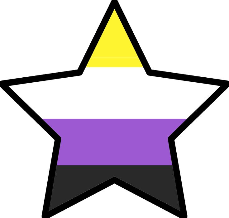 a purple, yellow and black star