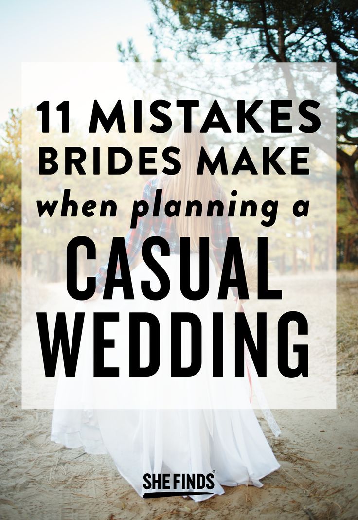 a woman standing in the sand with text overlay that reads, 11 mistakes brides make when planning a casual wedding