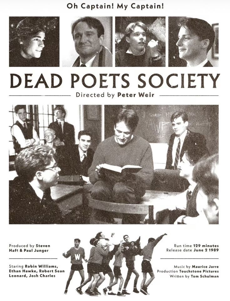 an advertisement for the book dead poets society