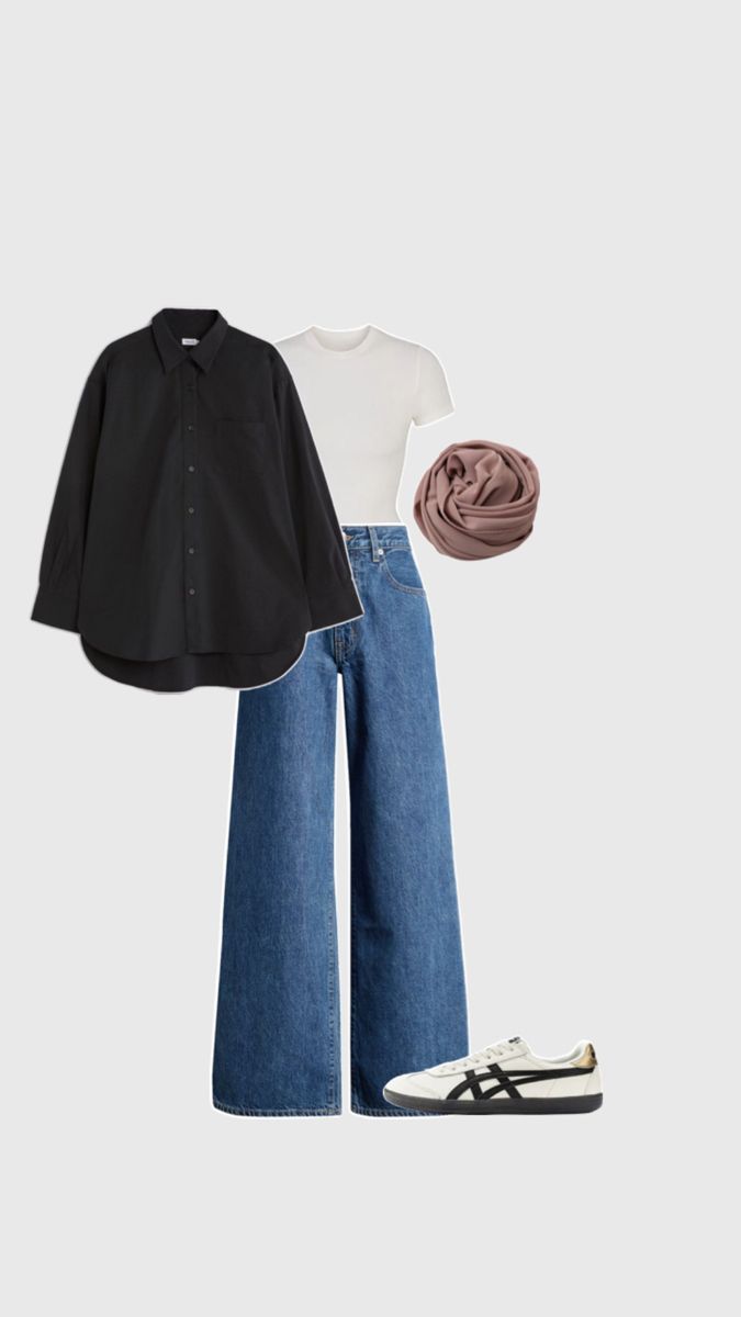 Outfit Ideas With Dark Blue Jeans, Blue Jeans Outfit Hijab, Colour Combination With Blue Jeans, Hijabi Black Jeans Outfit, Hijab Denim Outfit, Denim Outfit Hijab, Dark Jeans Outfit, Dark Blue Pants, Blue Color Combinations