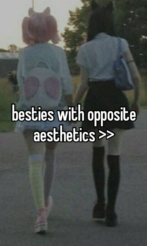 two girls walking down the street with text saying besties with opposite aesthetics > >