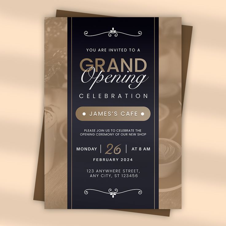 an elegant grand opening celebration card