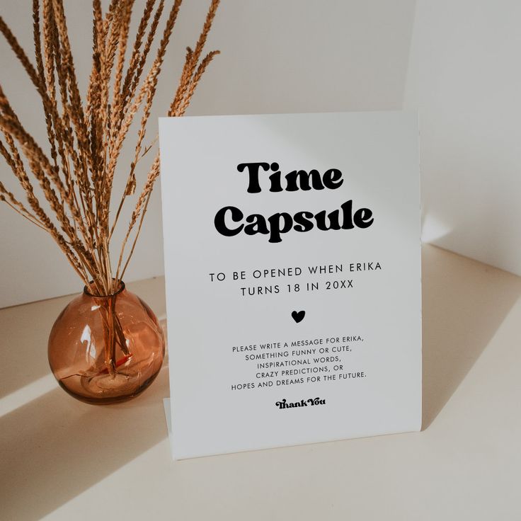 there is a card that says time capsule on it