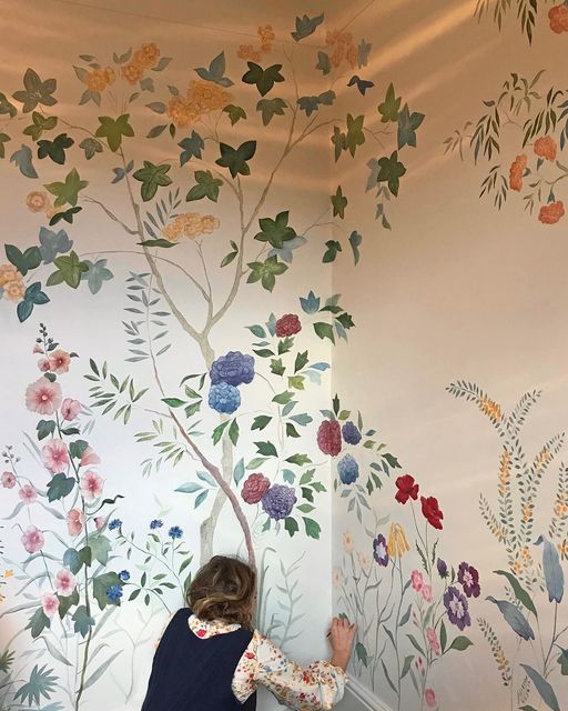 Tess Newall, Nursery Mural, Bedroom Murals, Flowers Painted, Casa Vintage, House Room, Dream Rooms, Dream House Decor, My New Room