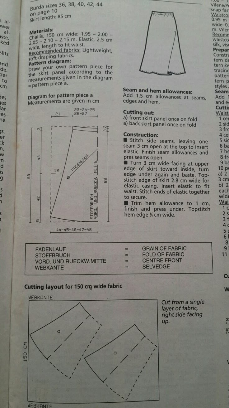 an open book with instructions on how to sew