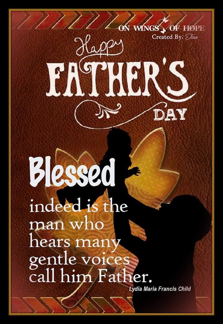 a poster with the words, happy father's day and an image of a man holding