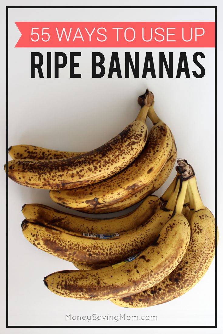 five ripe bananas with the words 5 ways to use up ripe bananas