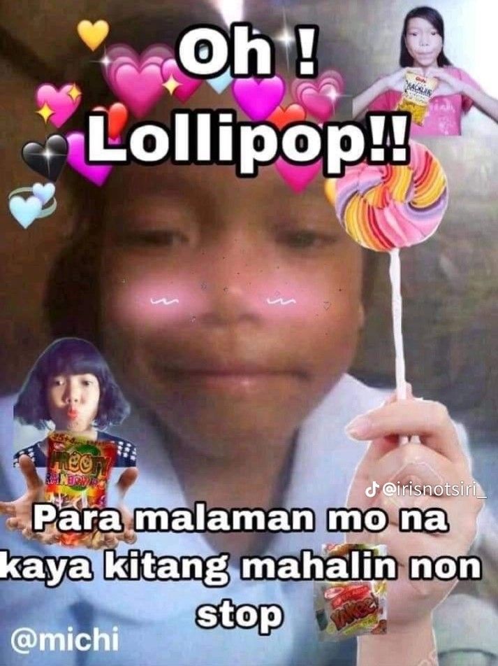 a girl holding a lollipop in front of her face with the caption'oh lollipop '