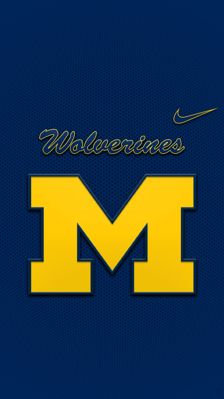 the wolverines logo is shown on a blue background with yellow letters and black lettering