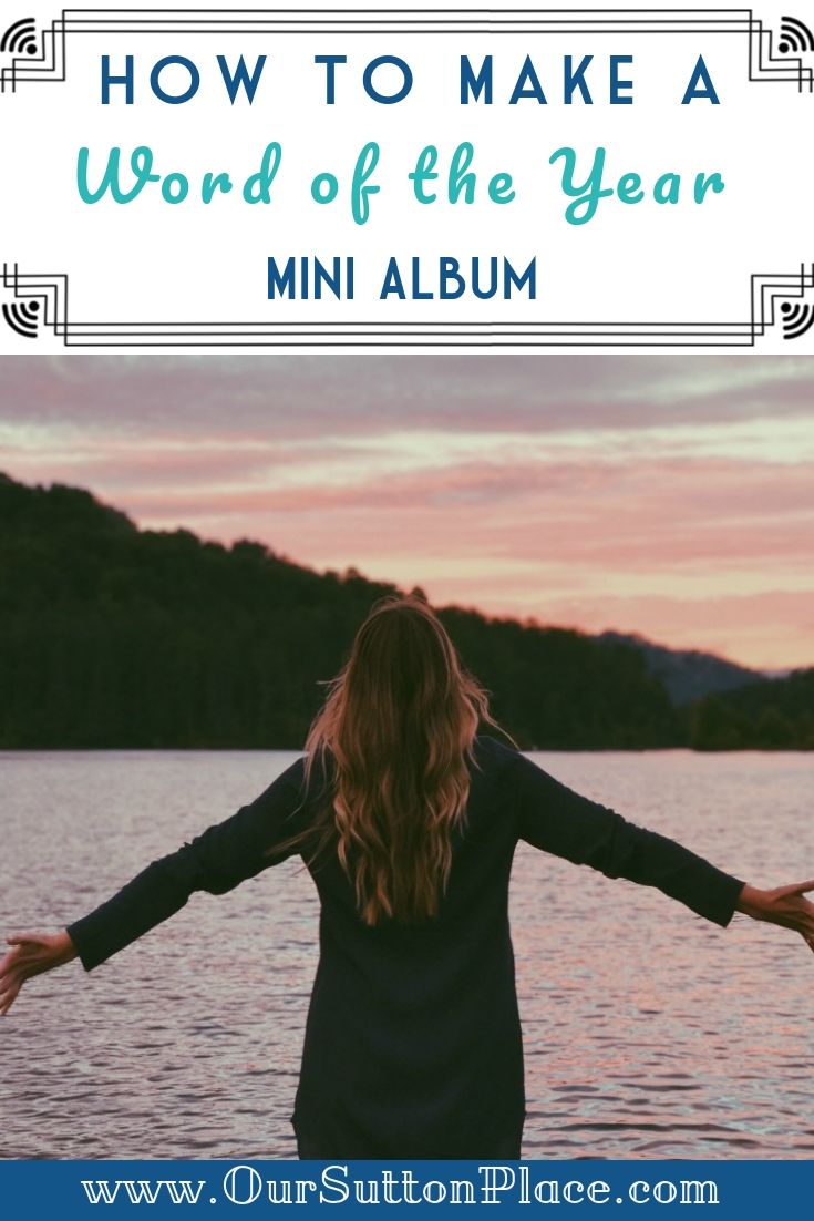 a woman standing in front of a lake with her arms spread out and the words how to make a word of the year mini album