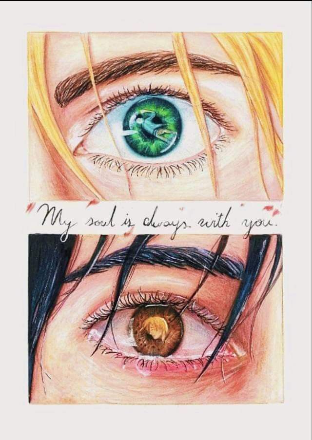 a drawing of an eye with the words my soul is always with you on it