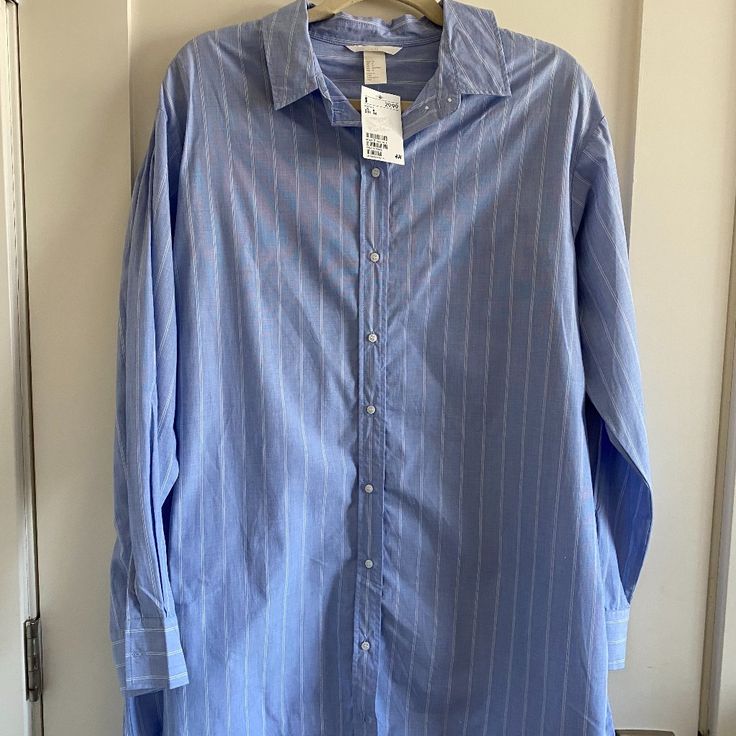 Nwt H&M Button Down Shirt That Is Tunic Length. Refer To Photos For Length! H&m Relaxed Fit Shirt With Buttons, H&m Tops With Button Closure For Daywear, H&m Spring Button-up Shirt, H&m Collared Tops For Daywear, H&m Tops With Buttons And Relaxed Fit, H&m Daywear Blouse With Button Closure, H&m Shirt With Button Closure For Daywear, H&m Blouse With Button Closure For Daywear, H&m Casual Shirt For Daywear