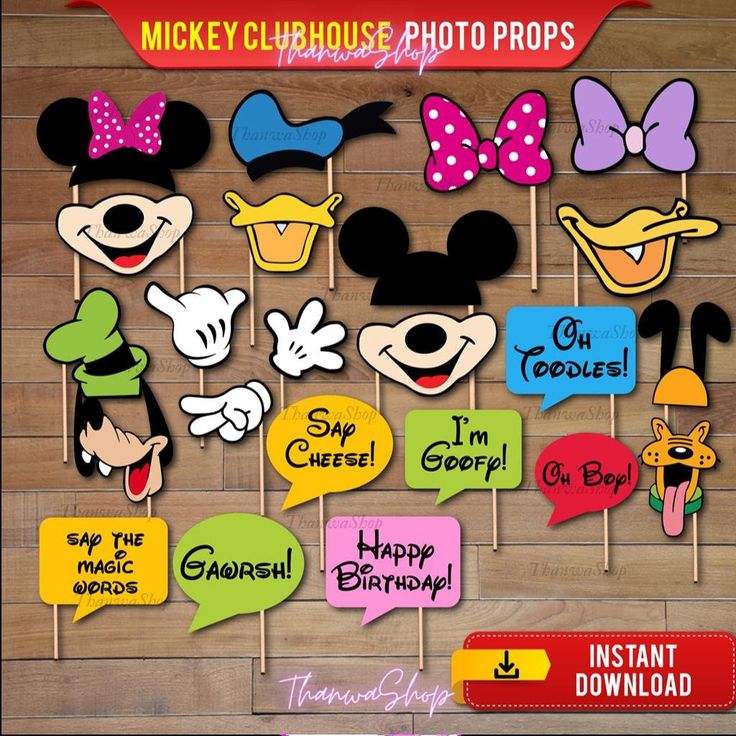 mickey mouse photo props for birthday party